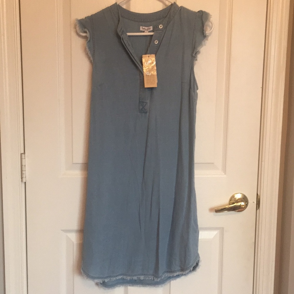 Splendid  Fray Chambray Denim Shirt Dress